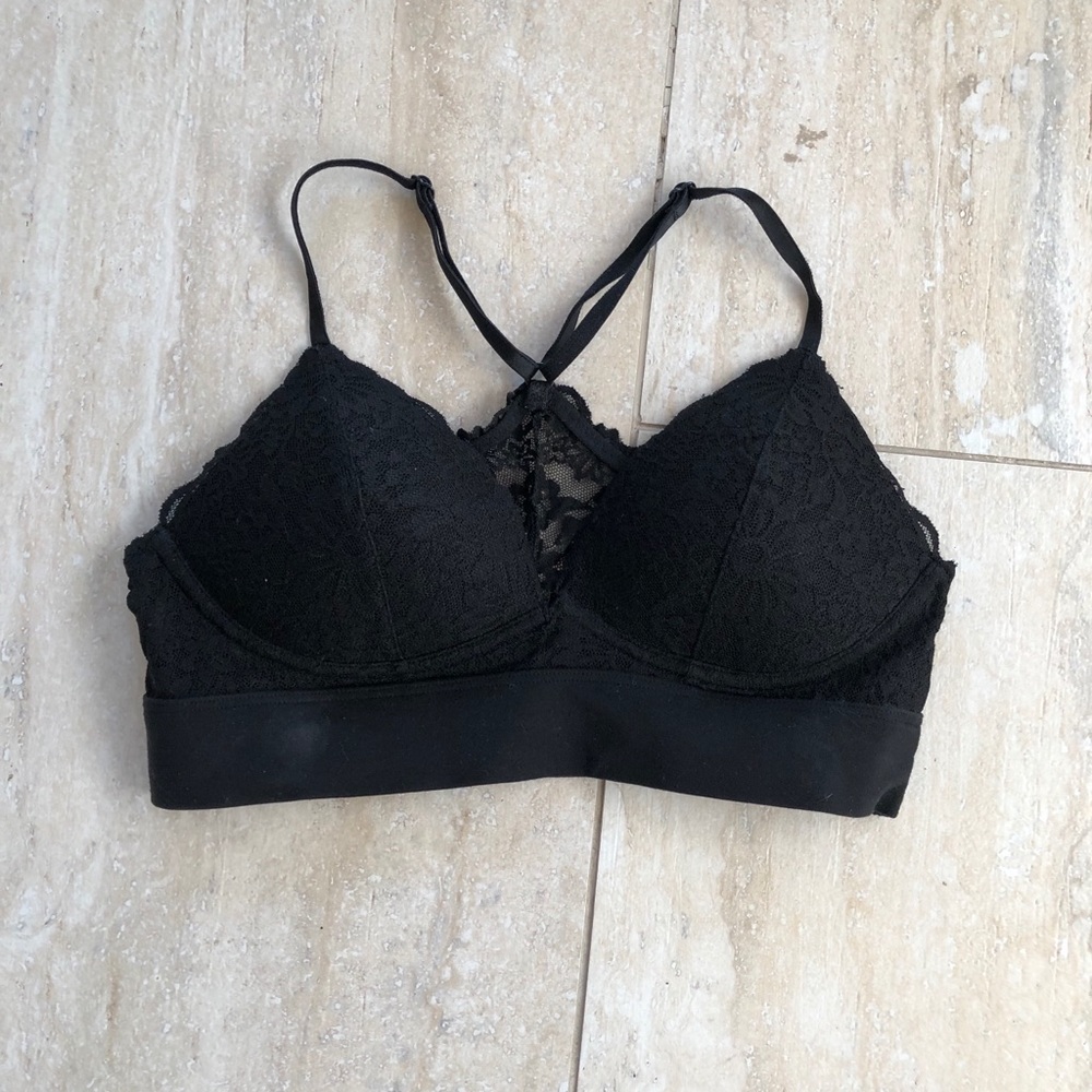 PINK VS Lightly Lined Black Lacy Bra
